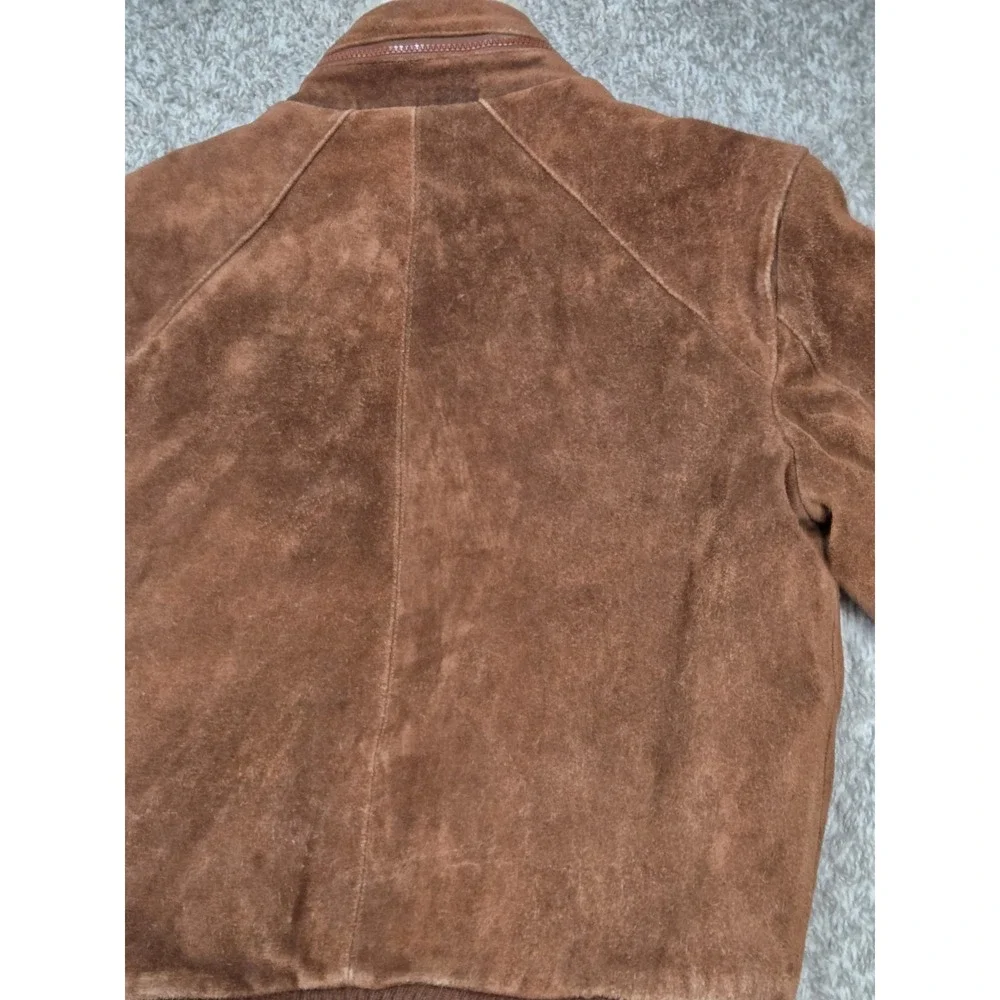Oui International Mens 40 Suede Leather Bomber Jacket Sherpa Lined Hidden...